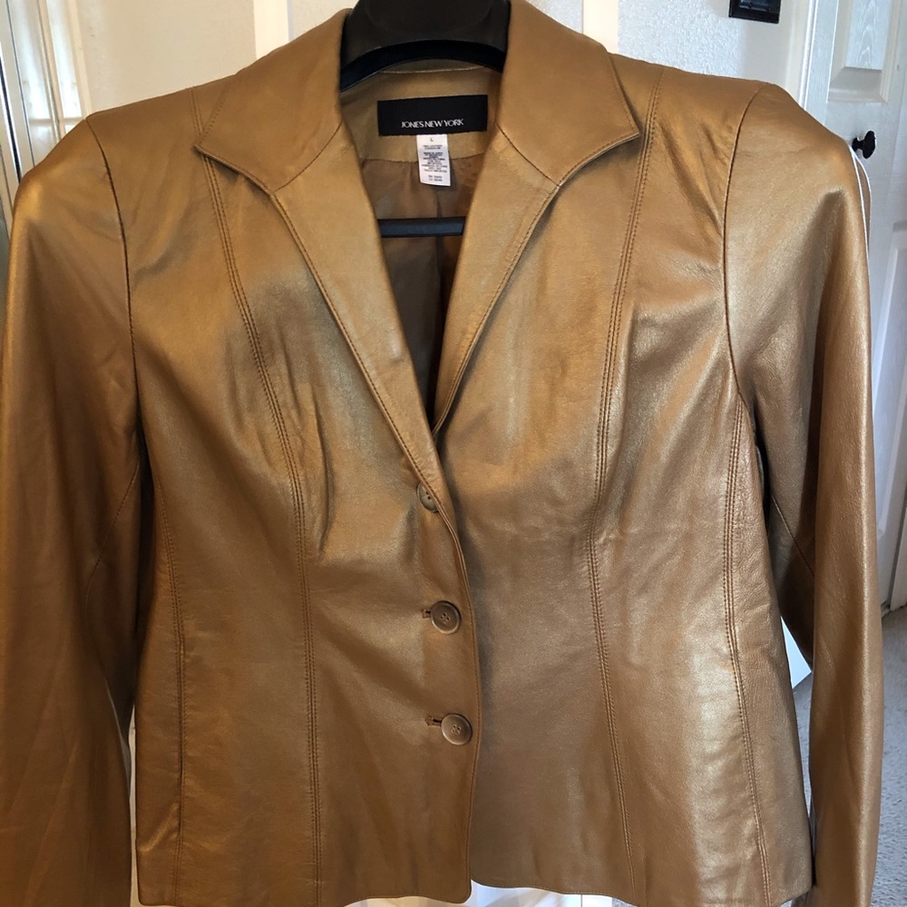 Women’s leather bronze blazer